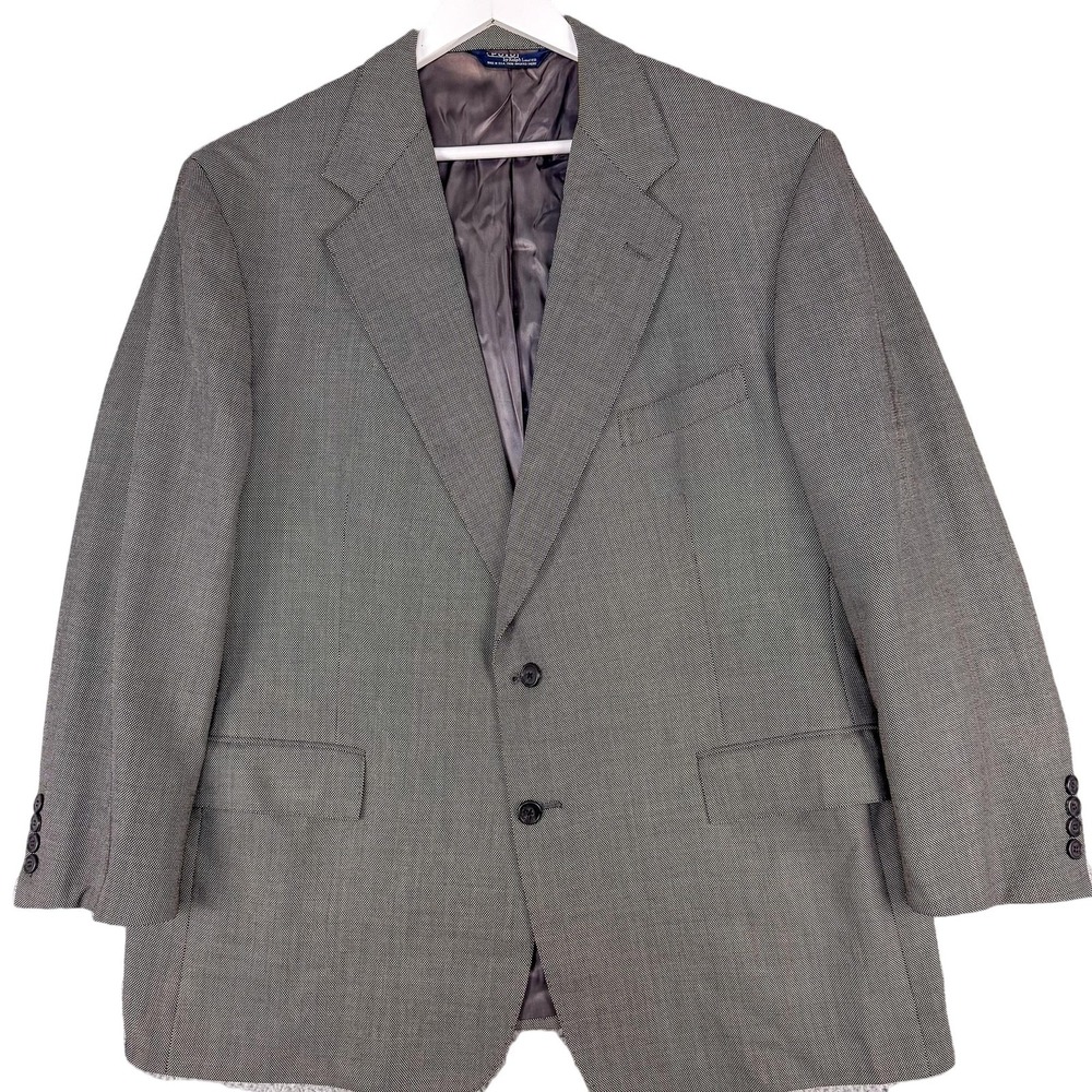 Polo Ralph Lauren Blazer Mens 46R Gray Super 100s Wool Made USA Two‎ Button